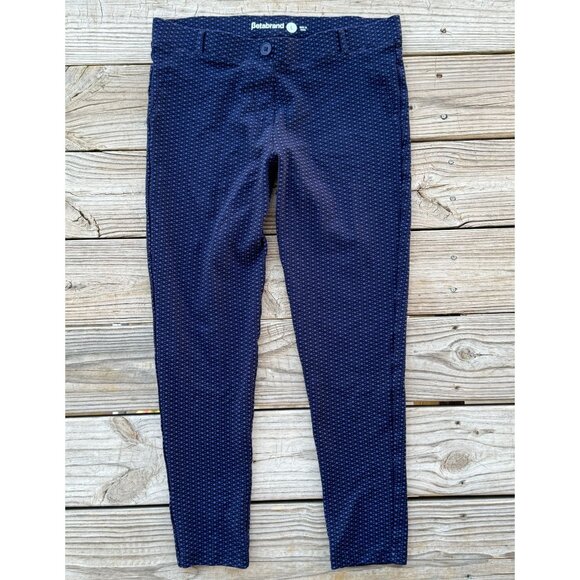 Betabrand Blue Heart Print Heartline Skinny Leg Pull On Yoga Dress Pants Sz L j2 - Picture 3 of 10